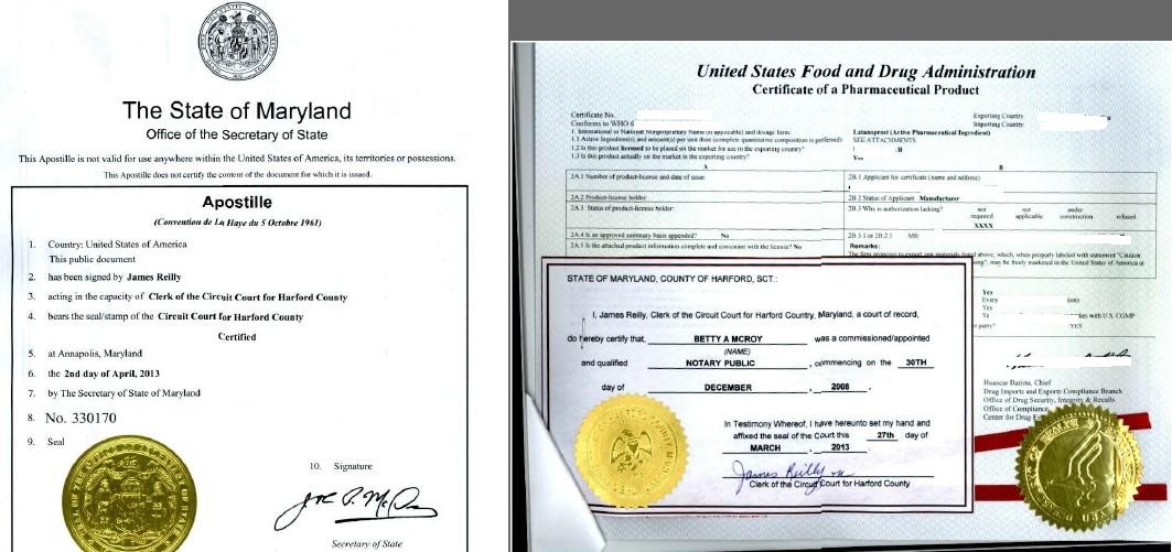 美国FDA证书公证
