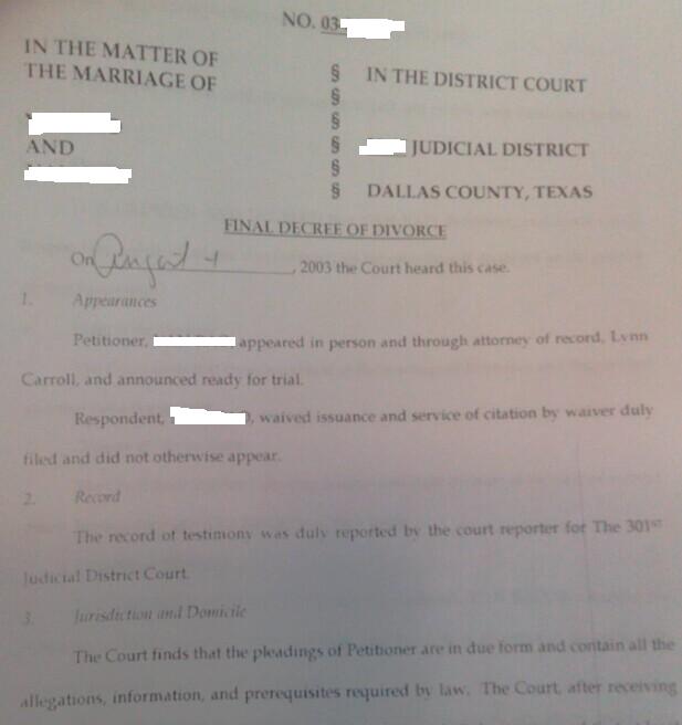 美国公民离婚证明