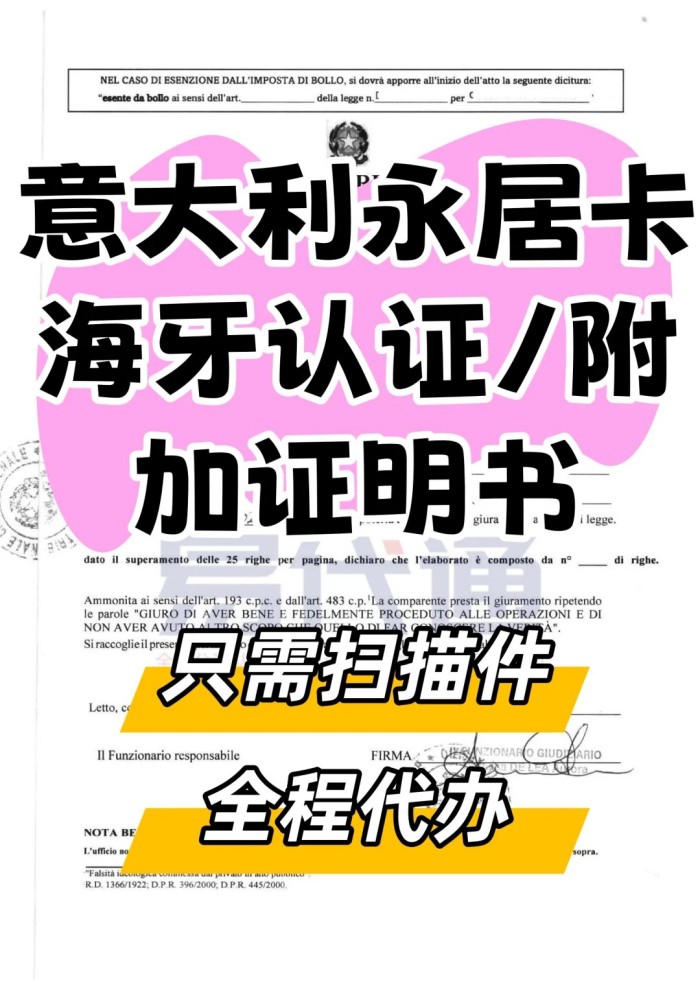 意大利永居卡海牙认证用于华侨身份认定_1_易代通公证认证官方号_来自小红书网页版.jpg